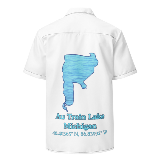 Au Train Lake Button Down Shirt with over-sized print