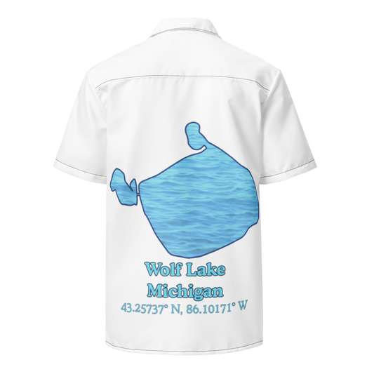 Wolf Lake Button Down Shirt with over-sized print