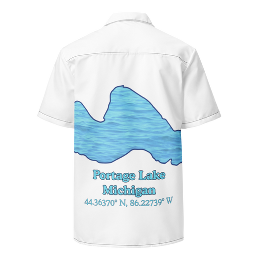 Portage Lake Button Down Shirt with over-sized print