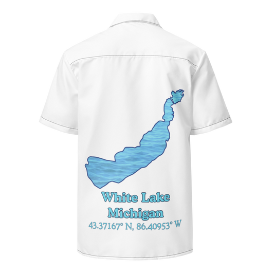 White Lake Button Down Shirt with over-sized print