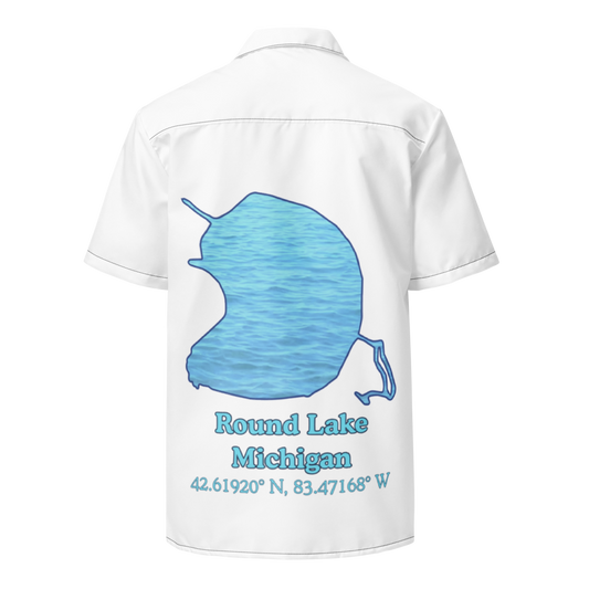 Round Lake Button Down Shirt with over-sized print