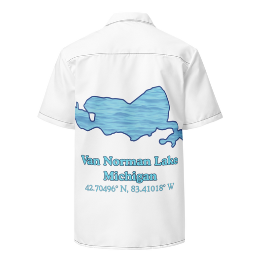 Van Norman Lake Button Down Shirt with over-sized print