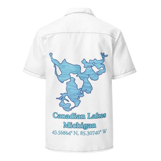 Canadian Lakes Button Down Shirt with over-sized print