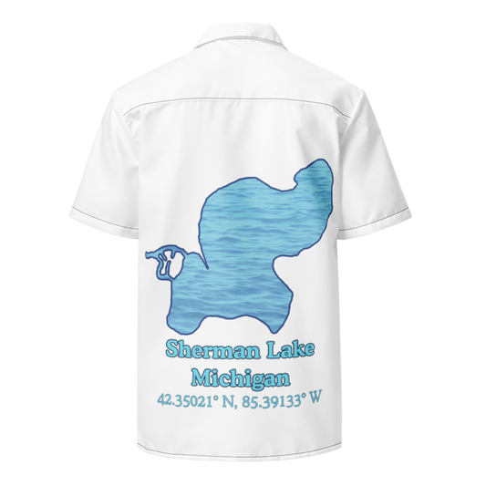 Sherman Lake Button Down Shirt with over-sized print