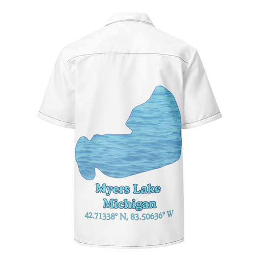 Myers Lake  Button Down Shirt with over-sized print