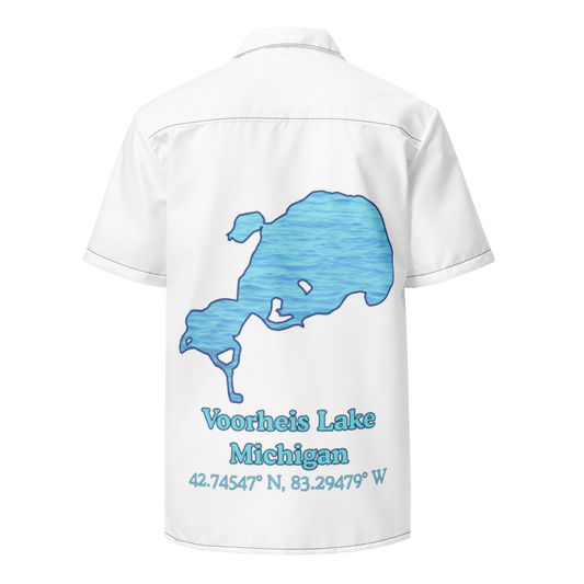Voorheis Lake Button Down Shirt with over-sized print