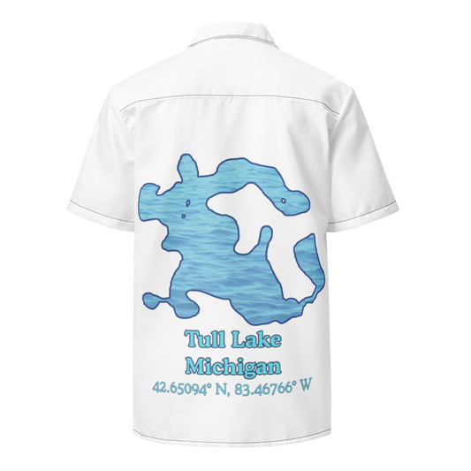 Tull Lake Button Down Shirt with over-sized print