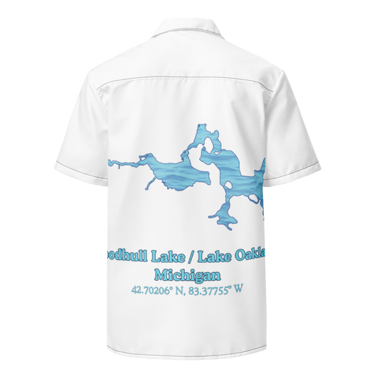 Woodhull Lake / Lake Oakland Button Down Shirt with over-sized print
