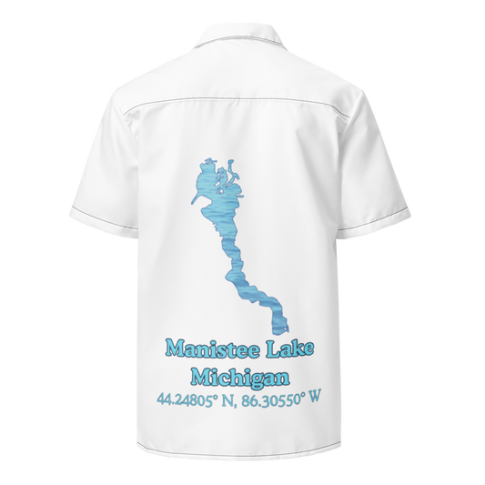 Manistee Lake Button Down Shirt with over-sized print