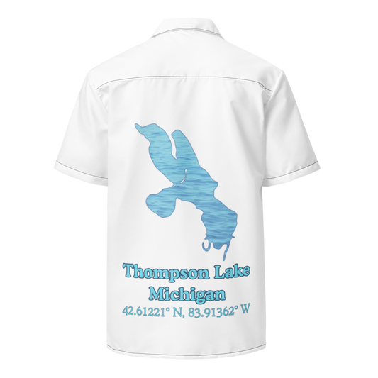 Thompson Lake Button Down Shirt with over-sized print