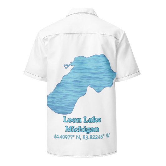 Loon Lake Button Down Shirt with over-sized print