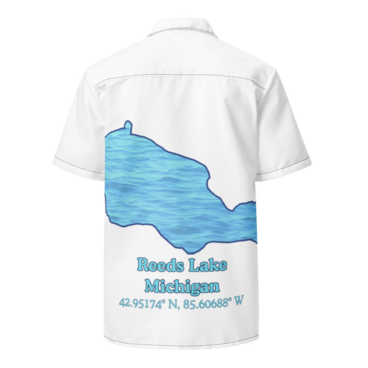 Reeds Lake Button Down Shirt with over-sized print
