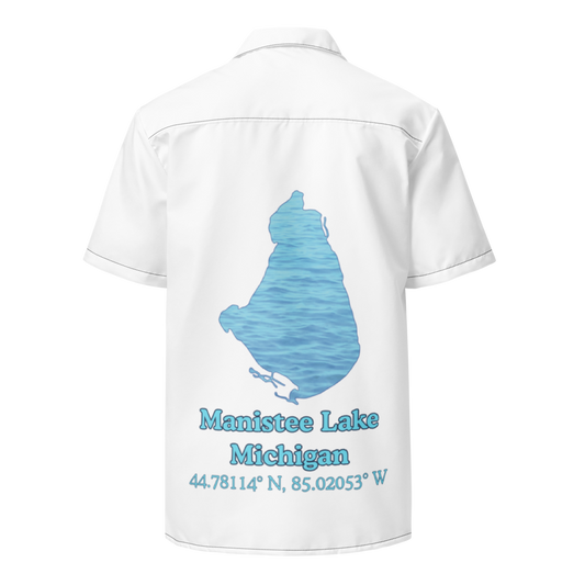 Manistee Lake Button Down Shirt with over-sized print