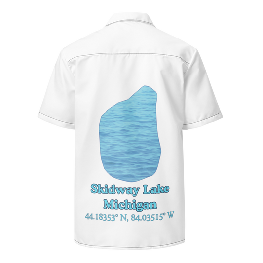 Skidway Lake Button Down Shirt with over-sized print