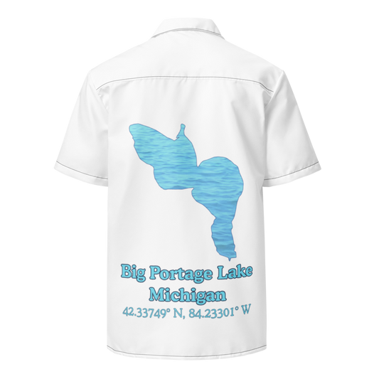 Big Portage Lake Button Down Shirt with over-sized print
