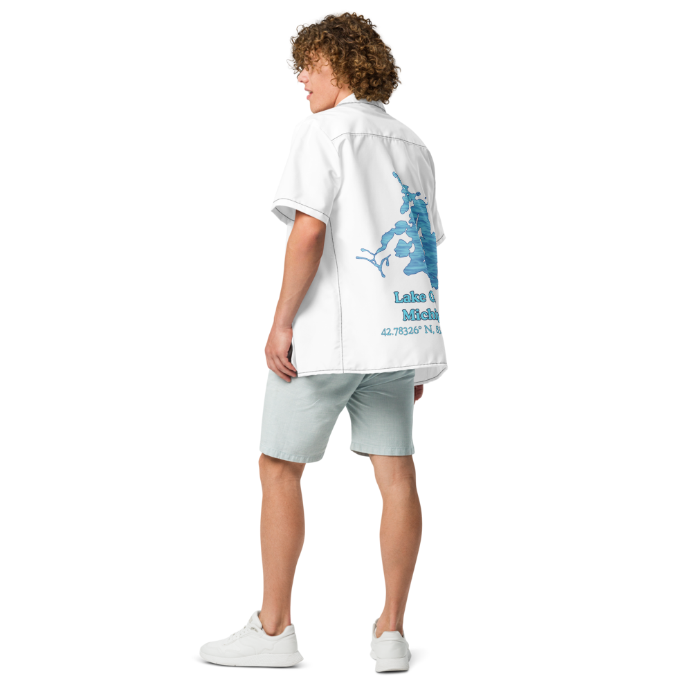 Lake Orion Button Down Shirt with over-sized print