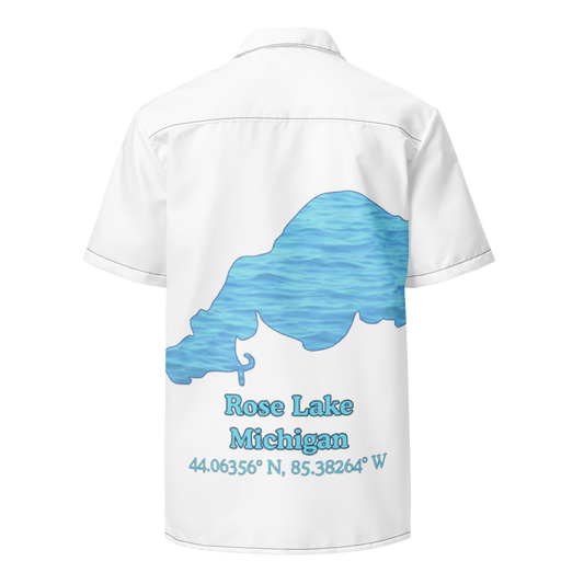 Rose Lake Button Down Shirt with over-sized print