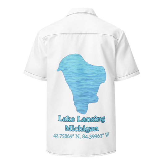 Lake Lansing Button Down Shirt with over-sized print