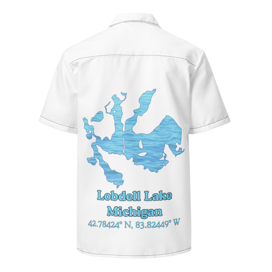 Lobdell Lake Button Down Shirt with over-sized print