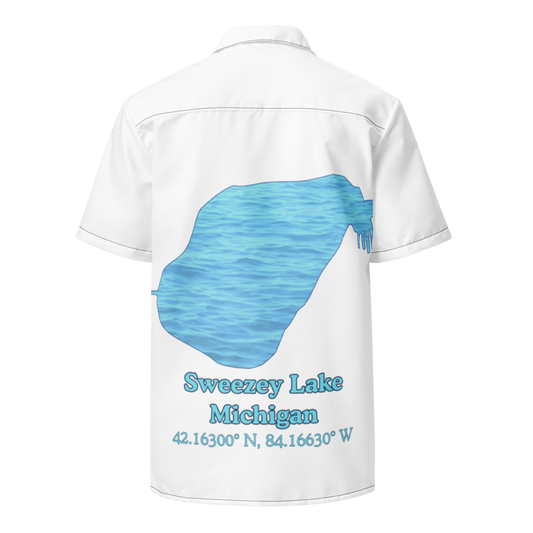 Sweezey Lake Button Down Shirt with over-sized print