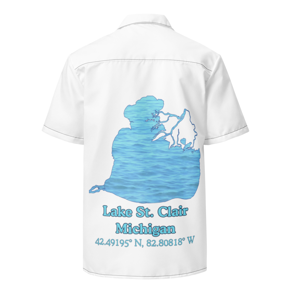 Lake St. Clair Button Down Shirt with over-sized print