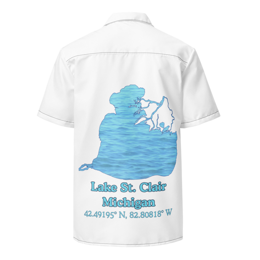 Lake St. Clair Button Down Shirt with over-sized print