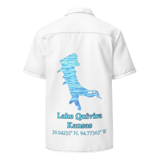 Lake Quivira Button Down Shirt with over-sized print