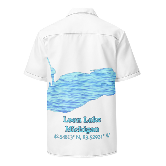 Loon Lake Button Down Shirt with over-sized print