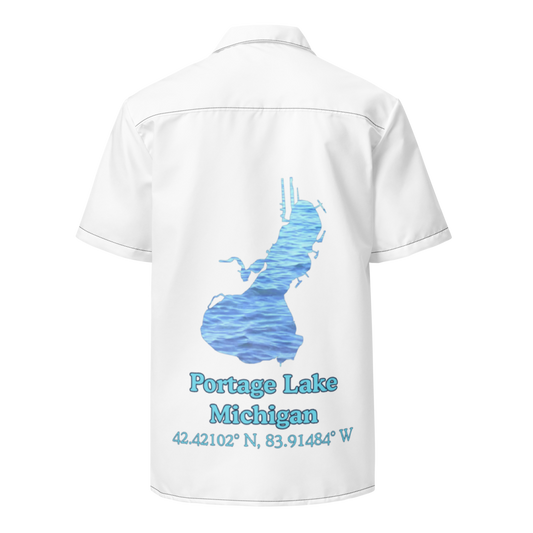 Portage Lake Button Down Shirt with over-sized print