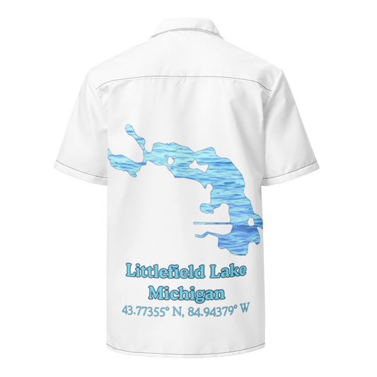 Littlefield Lake Button Down Shirt with over-sized print
