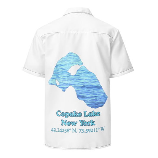 Copake Lake Button Down Shirt with over-sized print