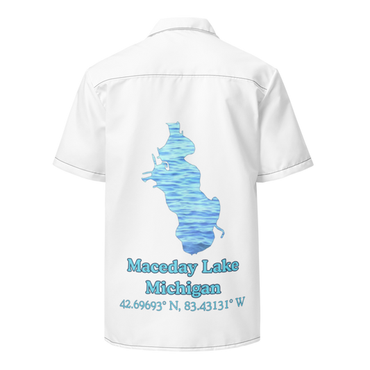 Maceday Lake Button Down Shirt with over-sized print