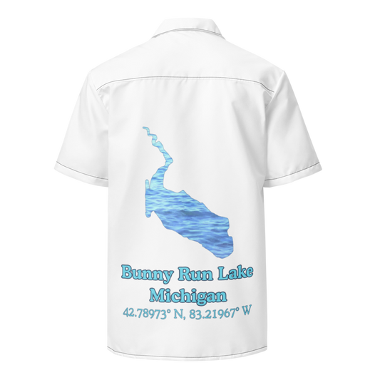 Bunny Run Lake Button Down Shirt with over-sized print