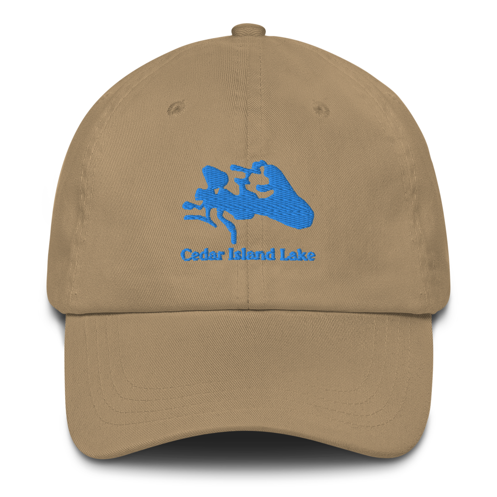 Embroidered Dad Hat with Cedar Island Lake on front & We Lake You on Back