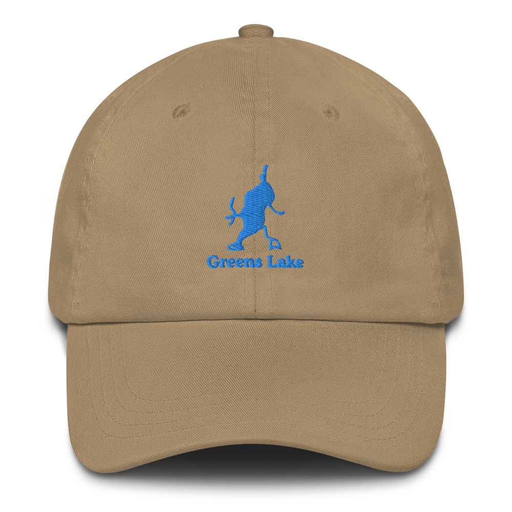 Embroidered Dad Hat with Greens Lake on front & We Lake You on Back