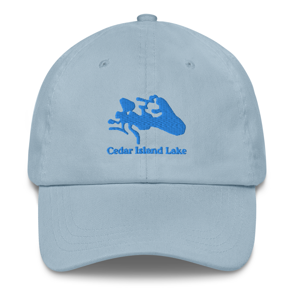 Embroidered Dad Hat with Cedar Island Lake on front & We Lake You on Back