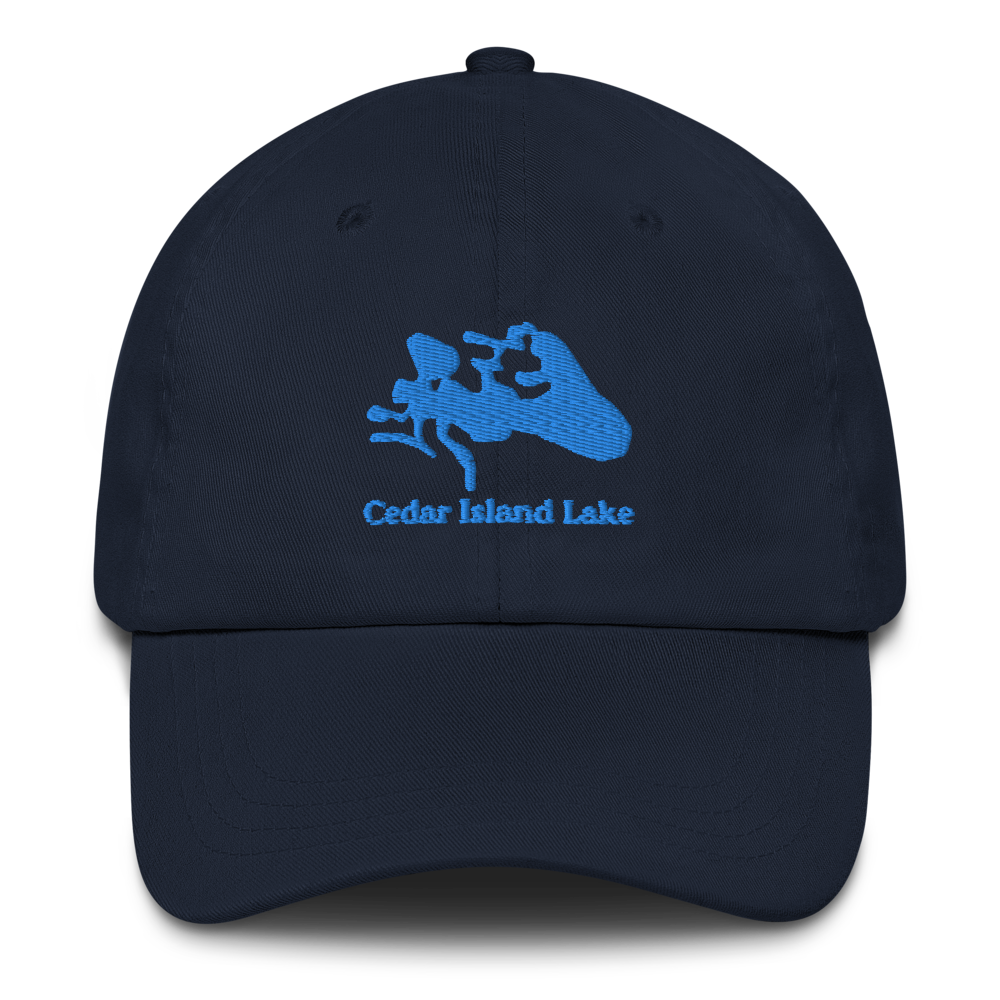 Embroidered Dad Hat with Cedar Island Lake on front & We Lake You on Back