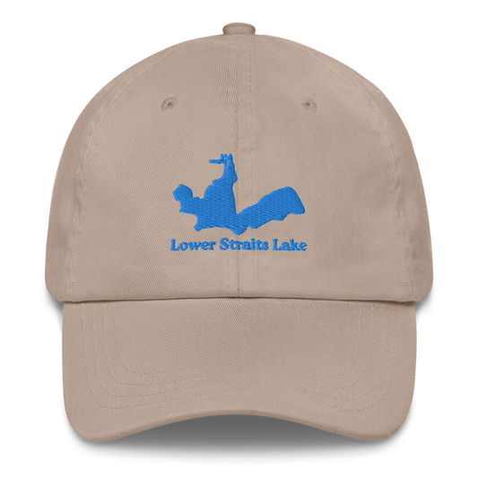 Embroidered Dad Hat with Lower Straits Lake on front & We Lake You on Back