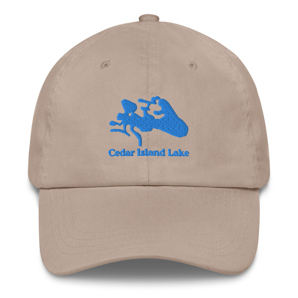Embroidered Dad Hat with Cedar Island Lake on front & We Lake You on Back
