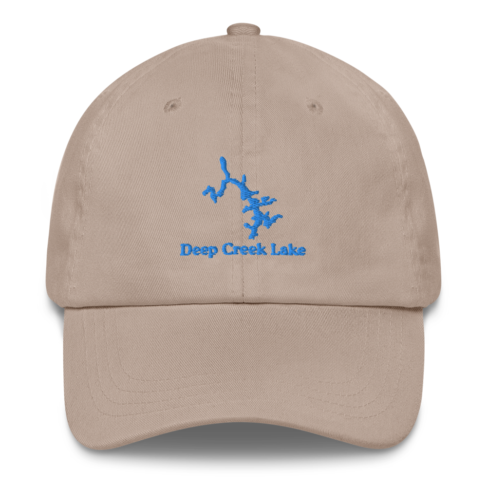 Embroidered Dad Hat with Deep Creek Lake on front & We Lake You on Back