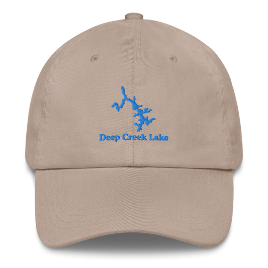 Embroidered Dad Hat with Deep Creek Lake on front & We Lake You on Back