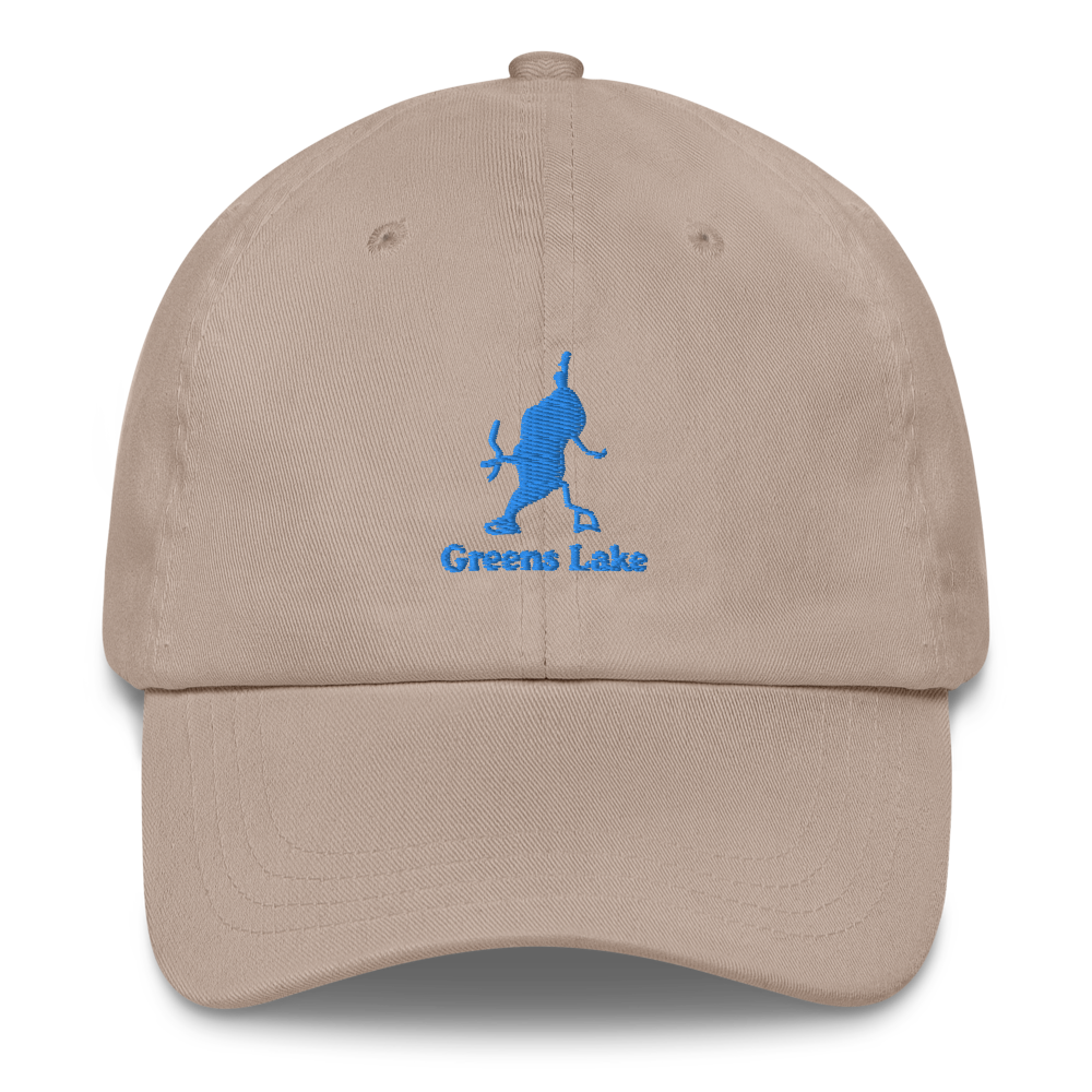 Embroidered Dad Hat with Greens Lake on front & We Lake You on Back