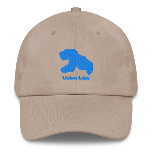 Embroidered Dad Hat with Union Lake on front & We Lake You on Back