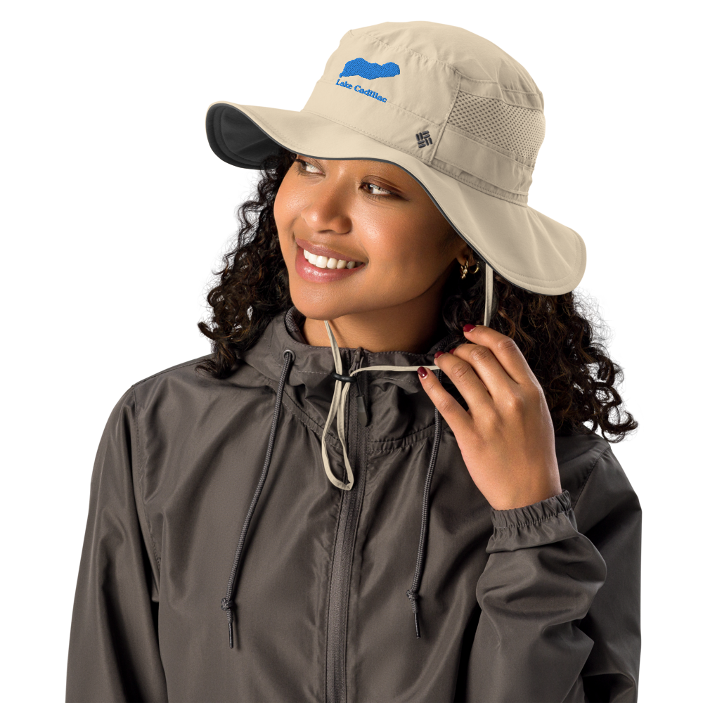Columbia booney hat with Lake Cadillac embroidered on front