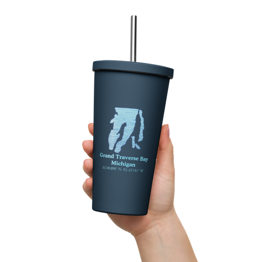 Grand Traverse Bay 20 oz. Insulated Stainless Steel Tumbler & Metal Straw