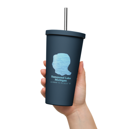Hammond Lake 20 oz. Insulated Stainless Steel Tumbler & Metal Straw