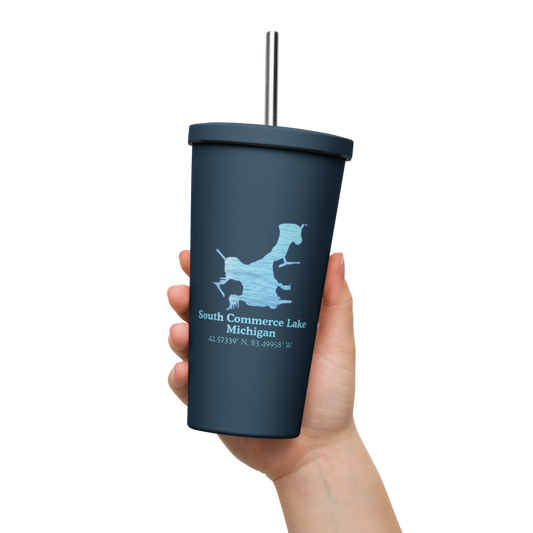 South Commerce Lake 20 oz. Insulated Stainless Steel Tumbler & Metal Straw