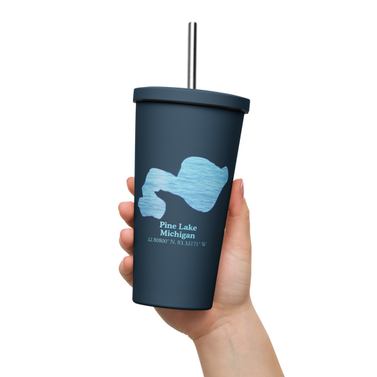 Pine Lake 20 oz. Insulated Stainless Steel Tumbler & Metal Straw