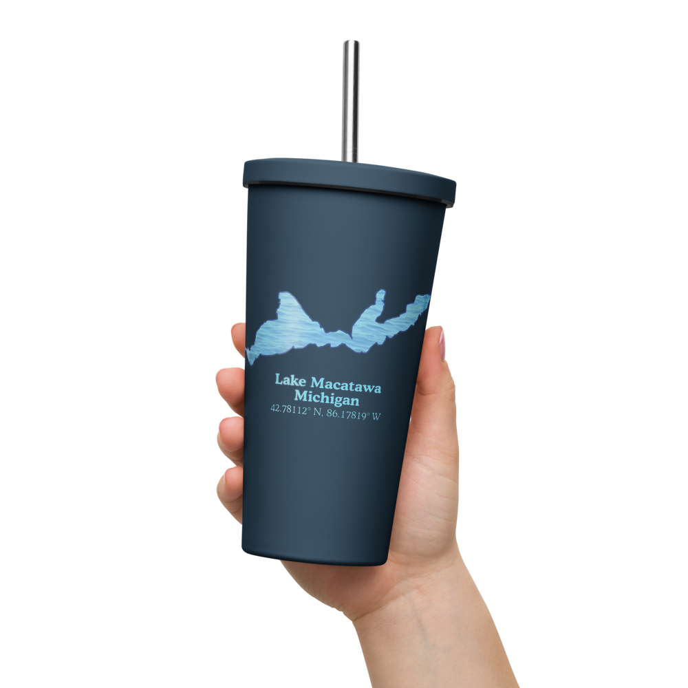 Lake Macatawa 20 oz. Insulated Stainless Steel Tumbler & Metal Straw