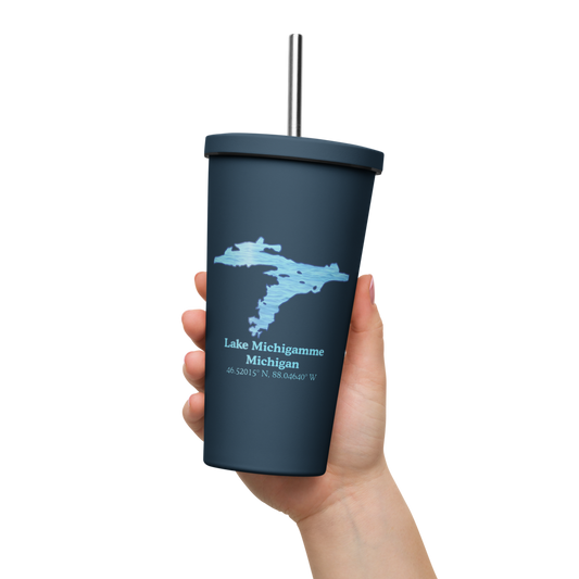 Lake Michigamme 20 oz. Insulated Stainless Steel Tumbler & Metal Straw